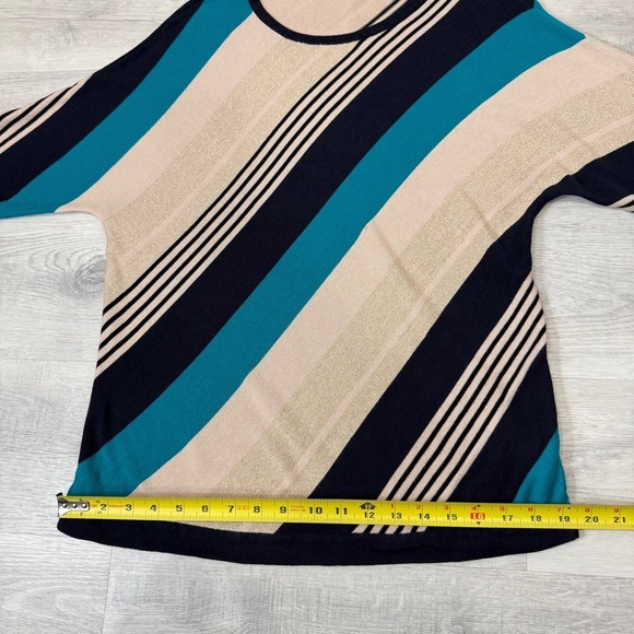 Tanjay Striped Teal and Beige Sweater - Picture 9 of 15